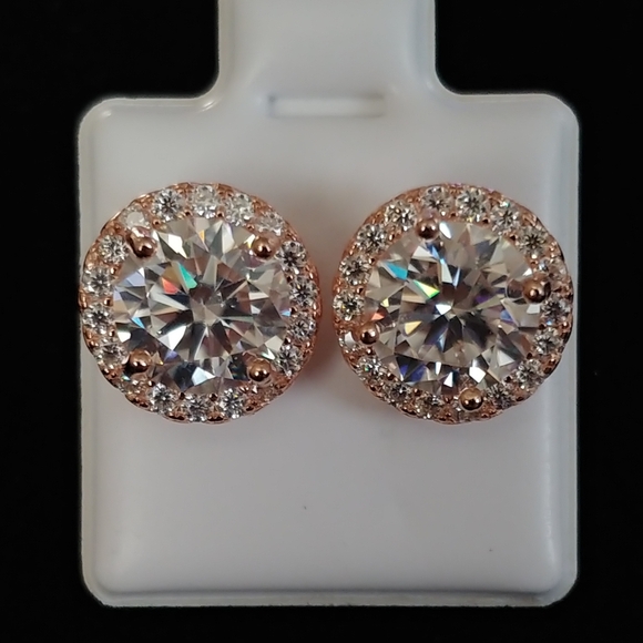 Moissanite Jewelry - Elegant Rose Gold Stud Earrings